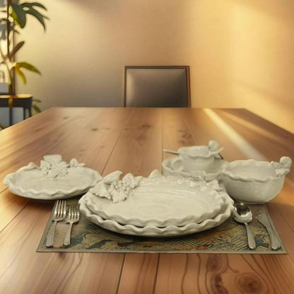 36 pc Fruit & Birds Handmade Ceramic Dinnerware Set (For 6 People)