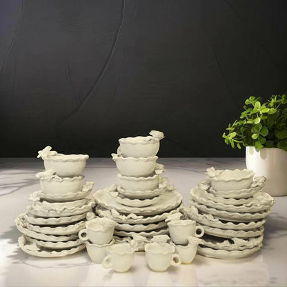 36 pc Fruit & Birds Handmade Ceramic Dinnerware Set (For 6 People)