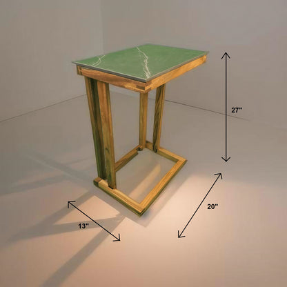 Los Cabos Wood Folding Auxilliary Table w/ Real Stone Top