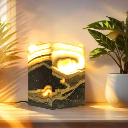 Eye of Providence Green & Black Onyx Lamp