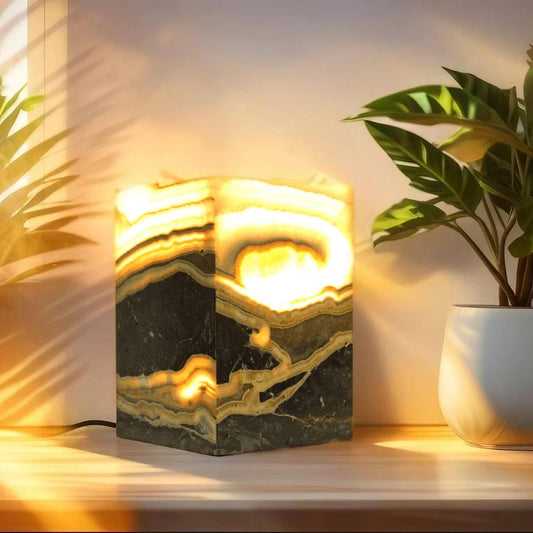 Eye of Providence Green & Black Onyx Lamp