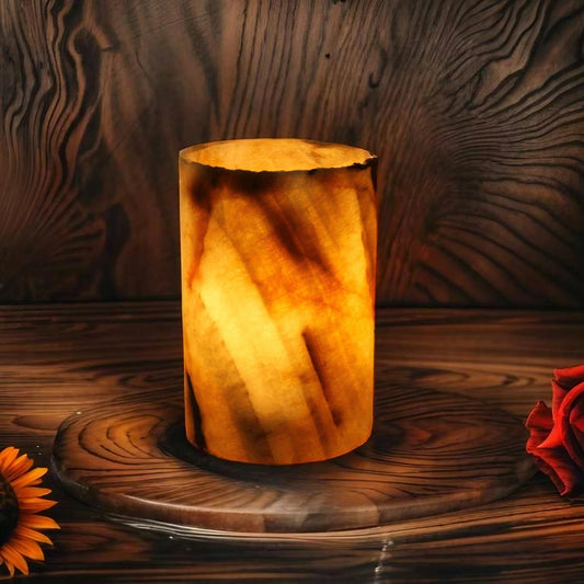 Orange Stratus Onyx Lamp