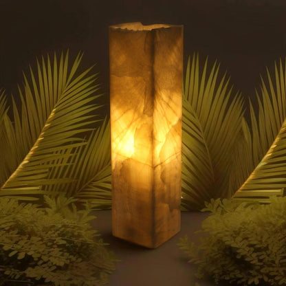 Angelic Torch Beige Onyx Lamp