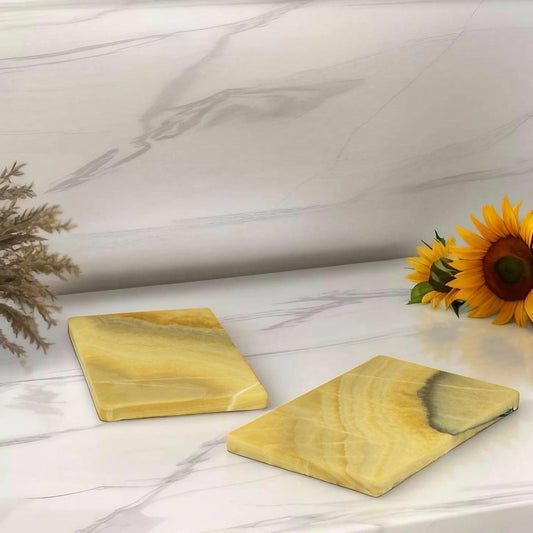 Yellow/Orange Onyx Stone Charcuterie Board Set