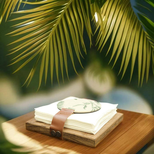 Green Floral Wood Napkin Holder