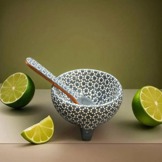 6oz Plomo Grey Ceramic Salsa Bowl w/ Spoon