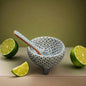 6oz Plomo Grey Ceramic Salsa Bowl w/ Spoon