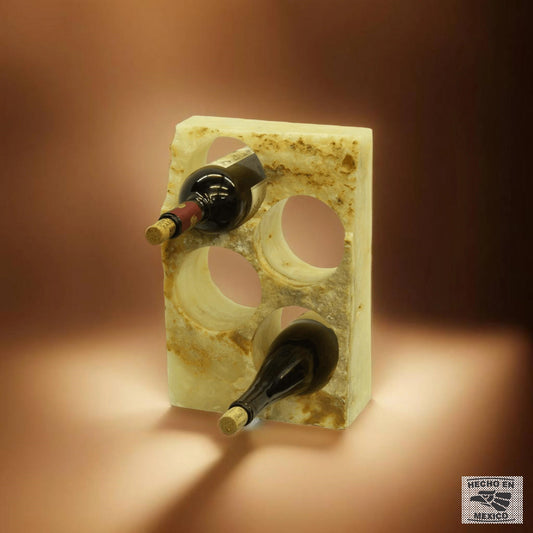 Beige & Orange Onyx Stone Wine Holder