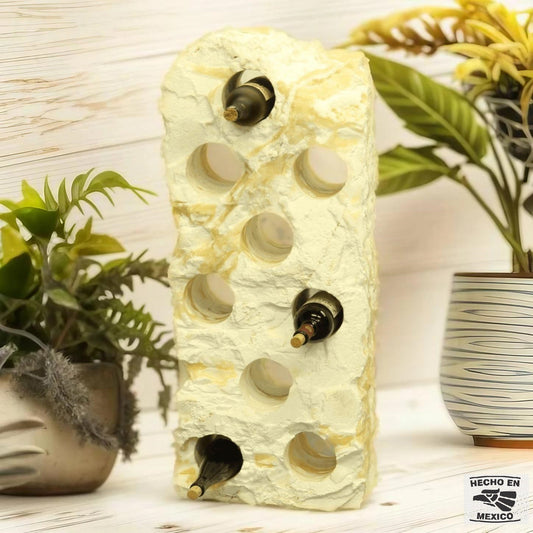 Large White & Beige Onyx Floor Wine Holder
