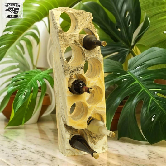 Yellow & Brown Onyx Stone Wine Holder