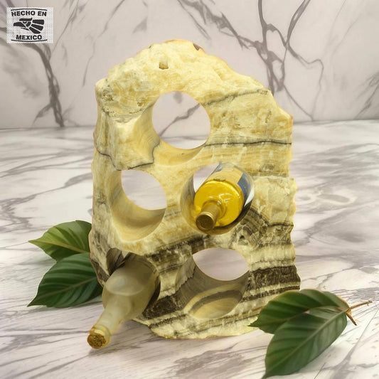 Yellow & Black Onyx Stone Wine Holder