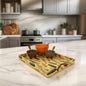 Beige Cornfield Serving Tray w/ Metal Handles