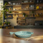 8" Aqua Patterned Clay Frying Pan