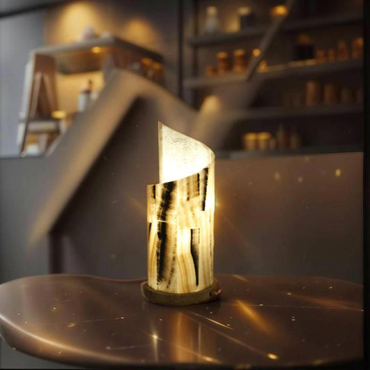 Small Beige Onyx Vortex Lamp