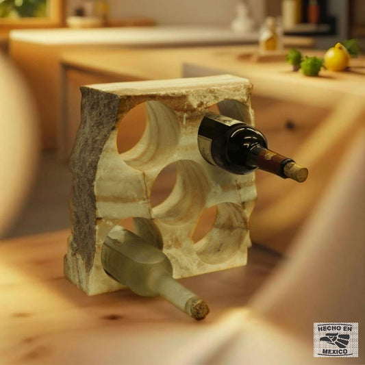 Red & Beige Onyx Stone Wine Holder