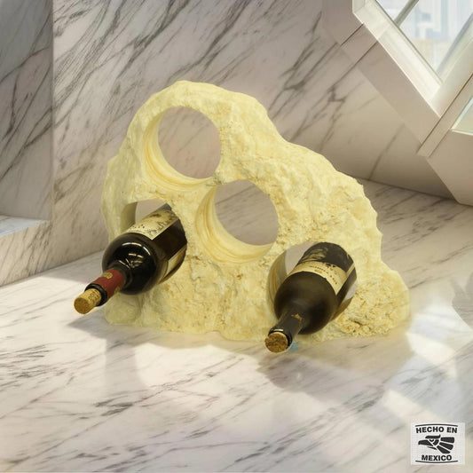 Yellow & Beige Onyx Stone Wine Holder
