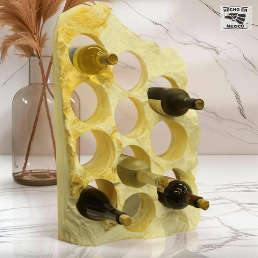 Yellow & White Onyx Stone Wine Holder