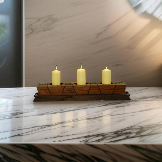 Handmade Parota Wood Candle Holder- Mexican Rustic