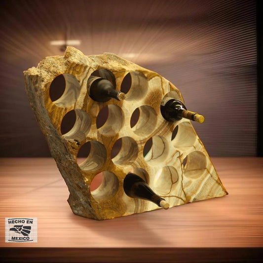 Red & White Onyx Stone Wine Holder