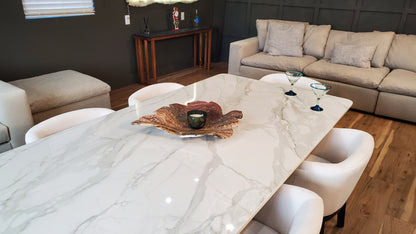 Beige & Red Oak Leaf Marble Centerpiece