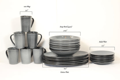 Anfora Denali Grey- 24 Piece Everyday Dining Set