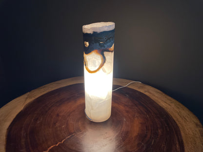 Angelic White/Black Open Decorative Onyx Lamp