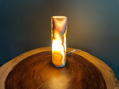 Beige/Dark Gray Open Decorative Onyx Lamp