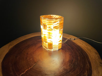 Beige Ellipsoid Onyx Lamp