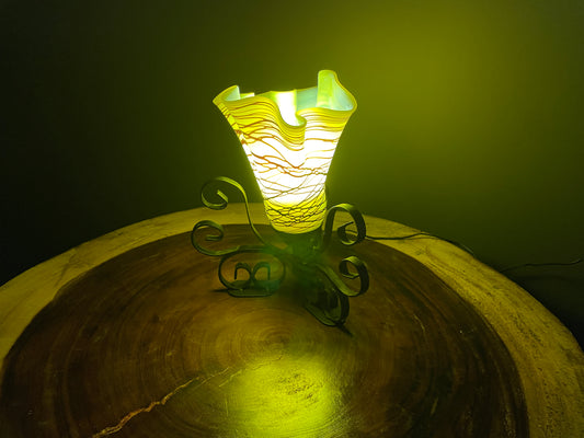 Yellow Blown Glass Flower Lamp