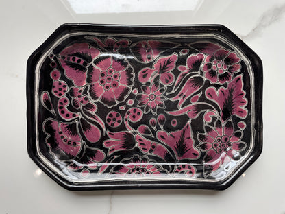 Black/Purple Medium Talavera Decorative Tray