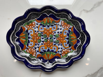 Flower Design 3pc Decorative Talavera Tray Set