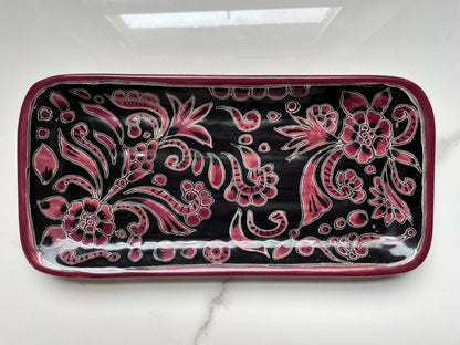 Red/Black 3pc Decorative Talavera Tray Set