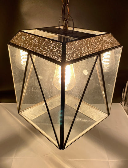 Gold & Tin Geometric Cube Ceiling Pendant Lamp