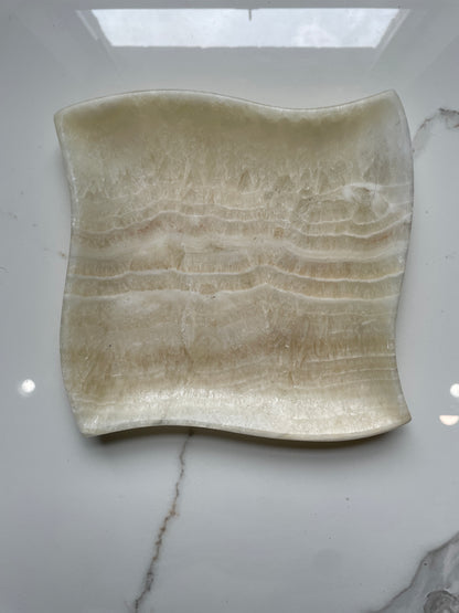 Leaf Beige Decorative Onyx Tray