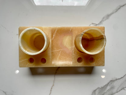 Beige Decorative Onyx Bathroom Set