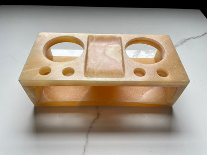 Beige Decorative Onyx Bathroom Set