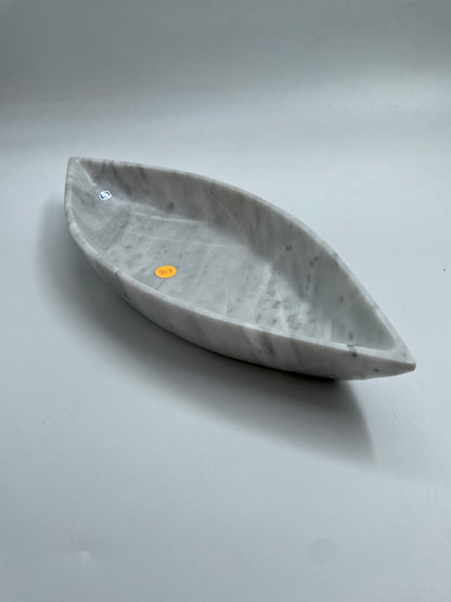 White Marble Canoe Serving Tray