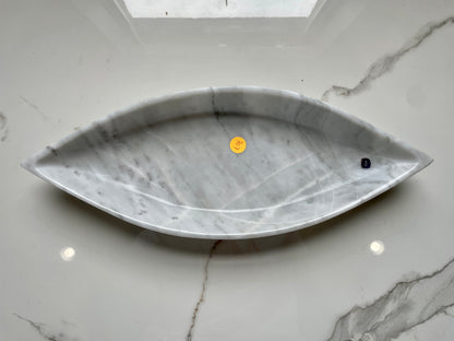 White Marble Canoe Serving Tray