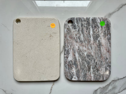 Beige/Multicolor 2pc Marble Cutting Board Set