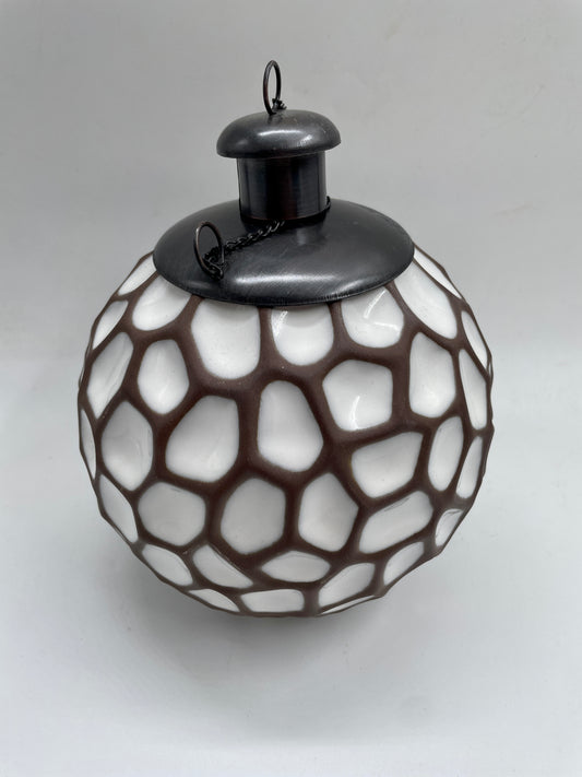 Natural White/Brown Patterned Citronella Ceramic Sphere
