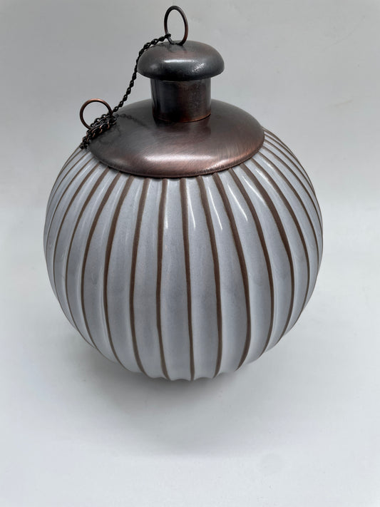 Light Gray Slices Patterned Citronella Ceramic Sphere