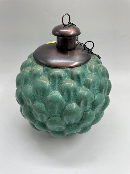 Green Leaf Patterned Citronella Ceramic Sphere