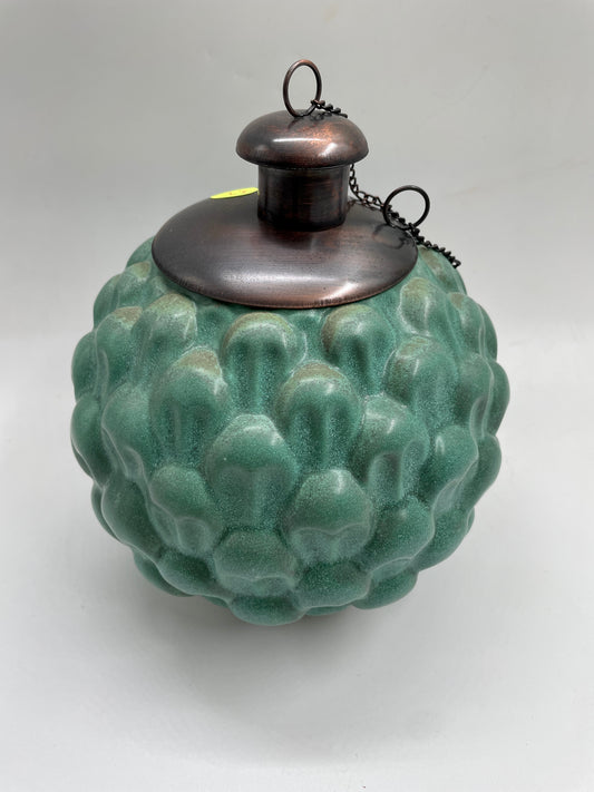 Green Leaf Patterned Citronella Ceramic Sphere