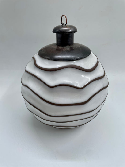 White Waves Patterned Citronella Ceramic Sphere