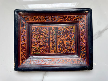 Red/Black Unique Artistic Wooden Tray Set
