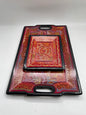 Light Red/Black Unique Artistic Wooden Tray Set