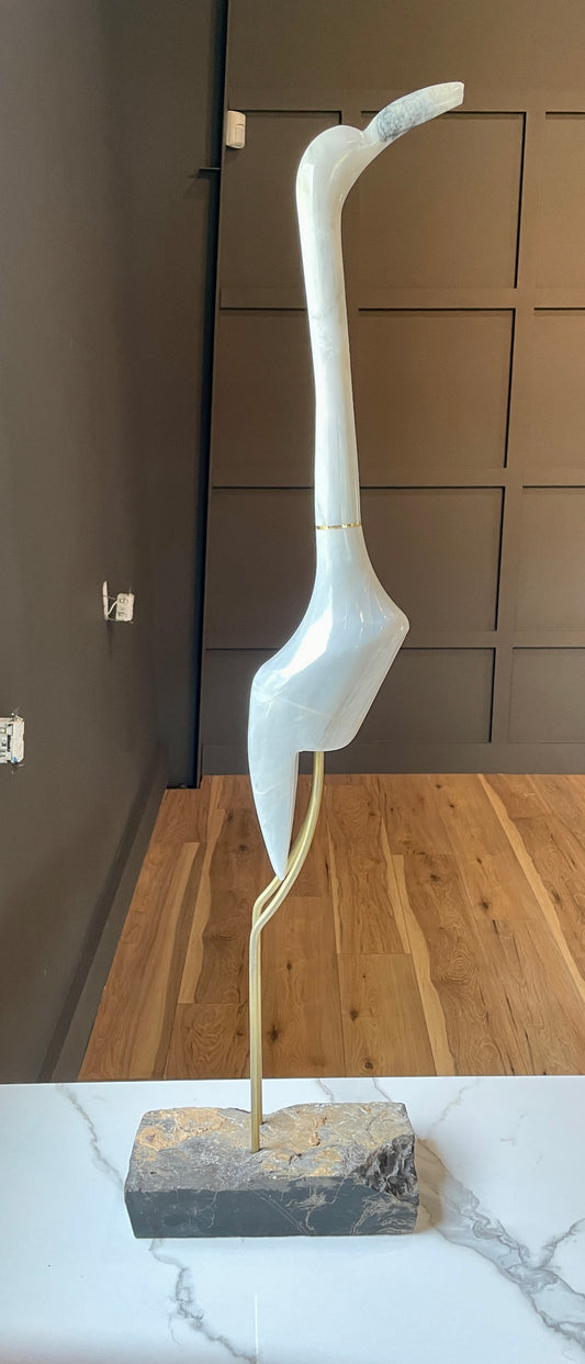 White Onyx Crane