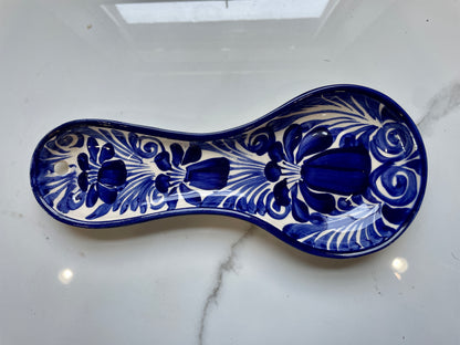 Blue And White Spoon and Tray 2pc Talavera Tray Set
