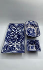 Blue And White Big 3pc Talavera Tray Set