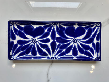 Blue And White small canoe 3pc Talavera Tray Set